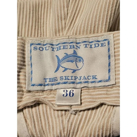 Southern Tide The Skipjack Flat Front Corded Shorts 36 Waist 7" Inseam Beige - Picture 5 of 9